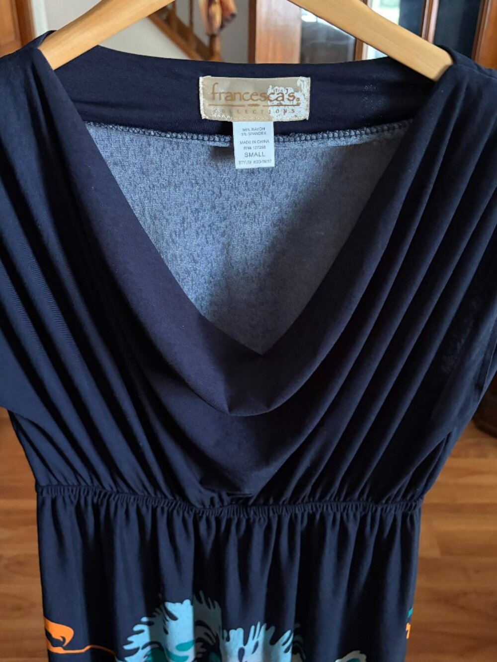 Francesca's Collections sleeveless navy blue floral mini dress, size S